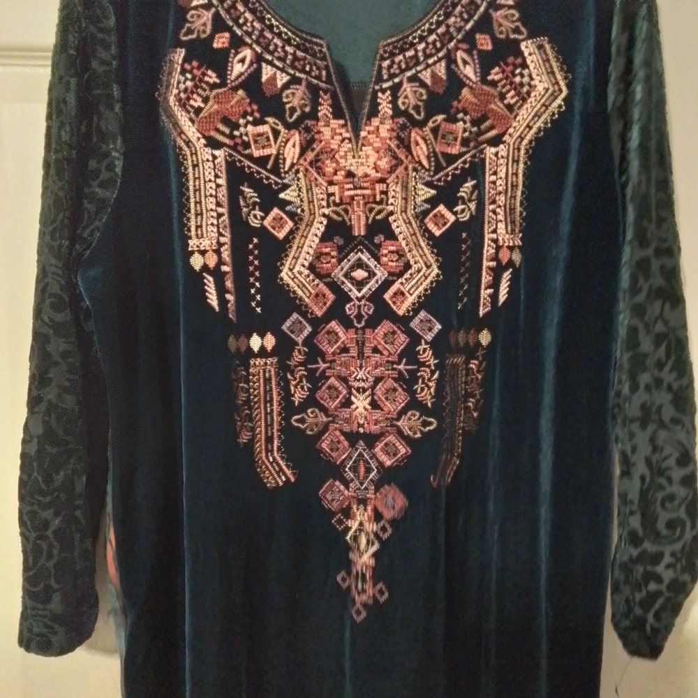 Velvet Tunic with Intricate Embroidery